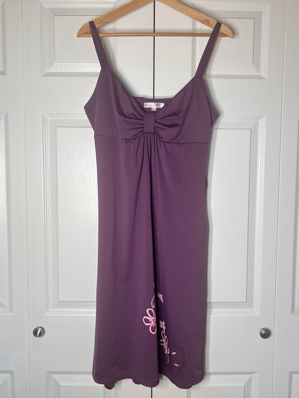 Vintage Claudel Bow-Front Purple Cherry Blossom Midi Dress